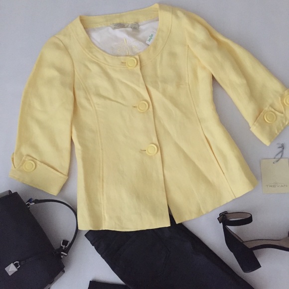 Yellow Linen Blazer TREVAN Size: 4 NEW! - Picture 1 of 6